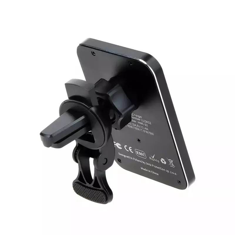 Carregador sem fios para automóvel 3MK HARDY MagCharger — automóvel USB-C 5/9V, carregamento sem fios rápido, preto