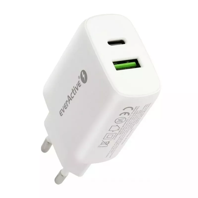 Carregador USB-C everActive SC-370Q 25W QC3.0 carregamento rápido USB