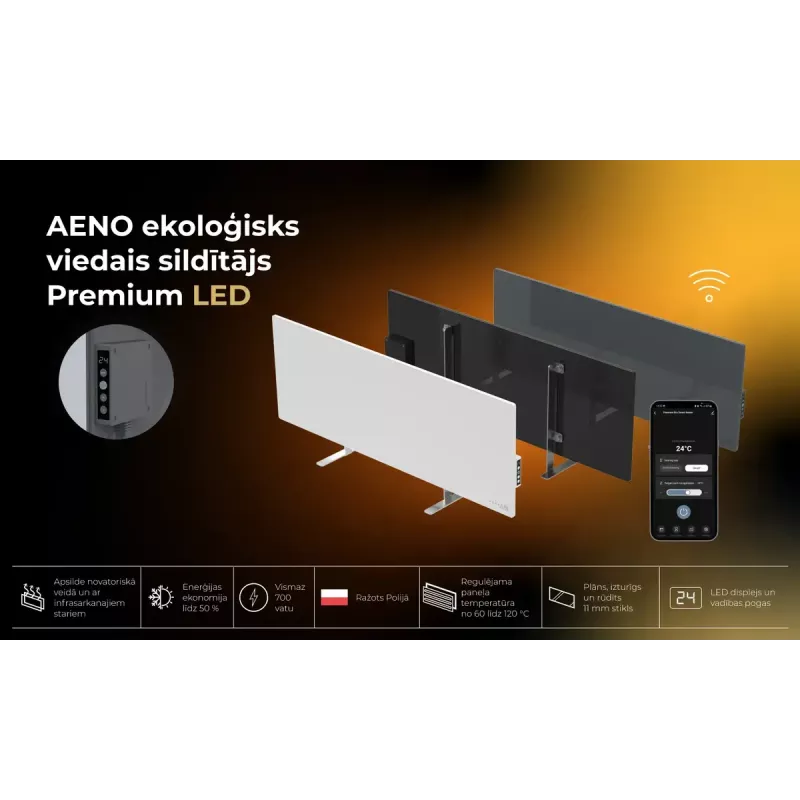 Aquecedor elétrico de infravermelhos AENO Premium Eco Smart Heater AGH0005S, cinzento