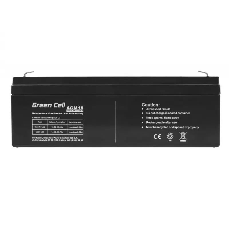 Bateria UPS Green Cell AGM18 12V 2,3Ah