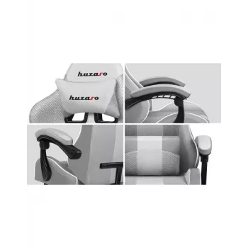 Cadeira gaming Huzaro FORCE 4.7 assento concha cinzento – tecido, assento e encosto almofadados, apoio de pés, peso máx. 140 kg, altura 113–123 cm