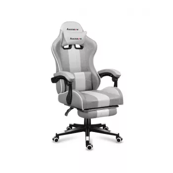 Cadeira gaming Huzaro FORCE 4.7 assento concha cinzento – tecido, assento e encosto almofadados, apoio de pés, peso máx. 140 kg, altura 113–123 cm