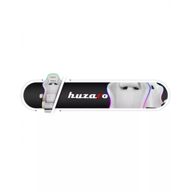 Cadeira gaming Huzaro FORCE 4.7 RGB branco — assento concha almofadado em tecido, carga máx. 140 kg, altura ajustável 43–53 cm, inclinação 90–140°
