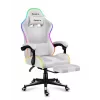 Cadeira gaming Huzaro FORCE 4.7 RGB branco — assento concha almofadado em tecido, carga máx. 140 kg, altura ajustável 43–53 cm, inclinação 90–140°