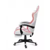 Cadeira gaming Huzaro FORCE 4.7 RGB branco — assento concha almofadado em tecido, carga máx. 140 kg, altura ajustável 43–53 cm, inclinação 90–140°
