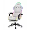 Cadeira gaming Huzaro FORCE 4.7 RGB branco — assento concha almofadado em tecido, carga máx. 140 kg, altura ajustável 43–53 cm, inclinação 90–140°
