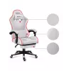 Cadeira gaming Huzaro FORCE 4.7 RGB branco — assento concha almofadado em tecido, carga máx. 140 kg, altura ajustável 43–53 cm, inclinação 90–140°