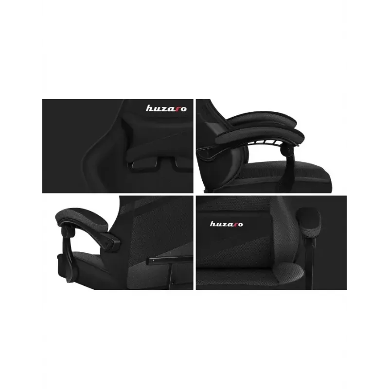 Cadeira gaming Huzaro FORCE 4.4 CARBON — assento desportivo almofadado em tecido, altura 115–125 cm, carga máx. 130 kg, base de aço, apoios de braços ajustáveis