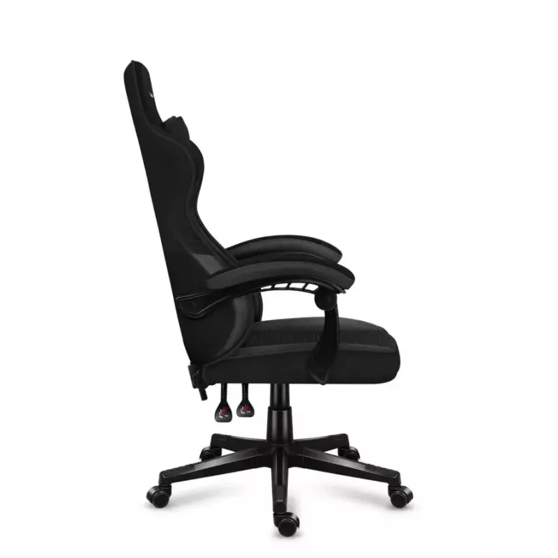 Cadeira gaming Huzaro FORCE 4.4 CARBON — assento desportivo almofadado em tecido, altura 115–125 cm, carga máx. 130 kg, base de aço, apoios de braços ajustáveis