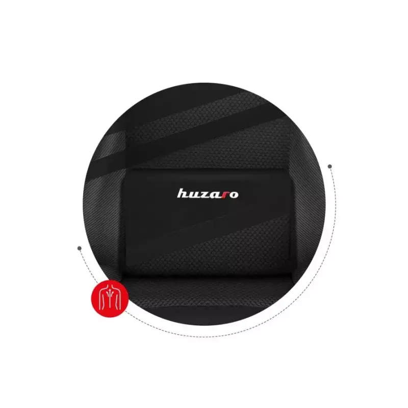 Cadeira gaming Huzaro FORCE 4.4 CARBON — assento desportivo almofadado em tecido, altura 115–125 cm, carga máx. 130 kg, base de aço, apoios de braços ajustáveis