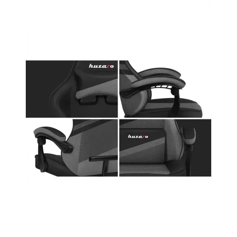 Cadeira gaming huzaro FORCE 4.4 com assento tipo concha preto cinzento — tecido mesh, máx. 130 kg, altura ajustável 45–55 cm, 5 rodas