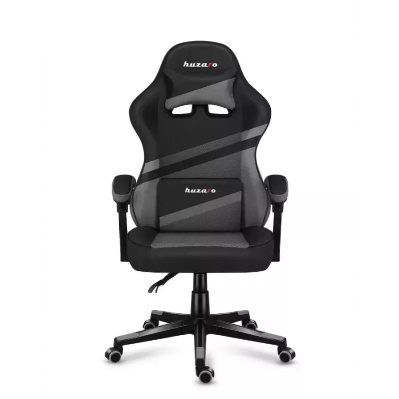 Cadeira gaming huzaro FORCE 4.4 com assento tipo concha preto cinzento — tecido mesh, máx. 130 kg, altura ajustável 45–55 cm, 5 rodas