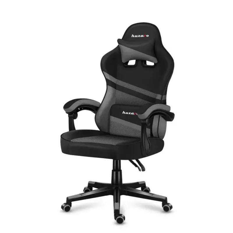 Cadeira gaming huzaro FORCE 4.4 com assento tipo concha preto cinzento — tecido mesh, máx. 130 kg, altura ajustável 45–55 cm, 5 rodas