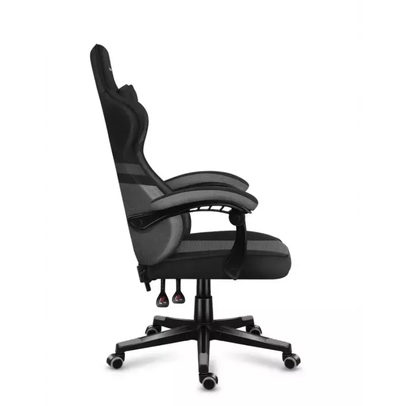 Cadeira gaming huzaro FORCE 4.4 com assento tipo concha preto cinzento — tecido mesh, máx. 130 kg, altura ajustável 45–55 cm, 5 rodas