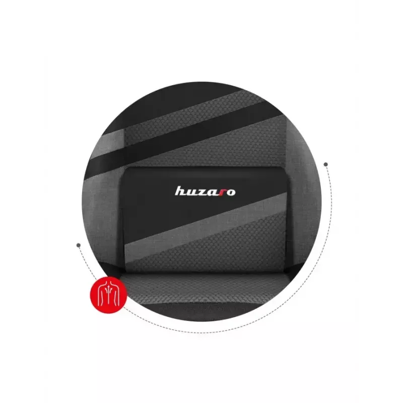 Cadeira gaming huzaro FORCE 4.4 com assento tipo concha preto cinzento — tecido mesh, máx. 130 kg, altura ajustável 45–55 cm, 5 rodas