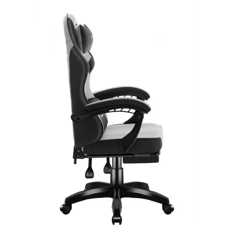 Cadeira gaming Huzaro Force 3.7 cinzento — cadeirão gaming ergonómico, altura ajustável 107,5–116,5 cm, largura do assento 47 cm