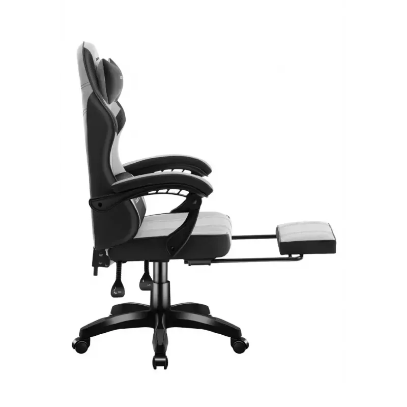 Cadeira gaming Huzaro Force 3.7 cinzento — cadeirão gaming ergonómico, altura ajustável 107,5–116,5 cm, largura do assento 47 cm