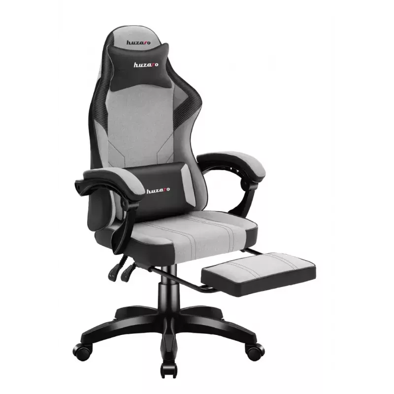 Cadeira gaming Huzaro Force 3.7 cinzento — cadeirão gaming ergonómico, altura ajustável 107,5–116,5 cm, largura do assento 47 cm