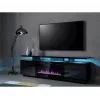 Móvel de TV Cama Meble EVA com lareira elétrica 180x40x52 cm, preto/preto brilhante