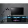 Móvel de TV Cama Meble EVA com lareira elétrica 180x40x52 cm, preto/preto brilhante