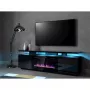 Móvel de TV Cama Meble EVA com lareira elétrica 180x40x52 cm, preto/preto brilhante