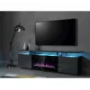 Móvel de TV Cama Meble EVA com lareira elétrica 180x40x52 cm grafite/grafite brilhante