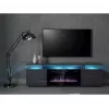 Móvel de TV Cama Meble EVA com lareira elétrica 180x40x52 cm grafite/grafite brilhante