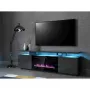 Móvel de TV Cama Meble EVA com lareira elétrica 180x40x52 cm grafite/grafite brilhante