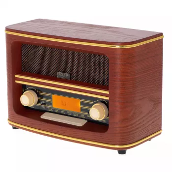 Rádio portátil Adler AD 1187 – FM, 10 W RMS, ecrã LCD, castanho, 300×140×210 mm