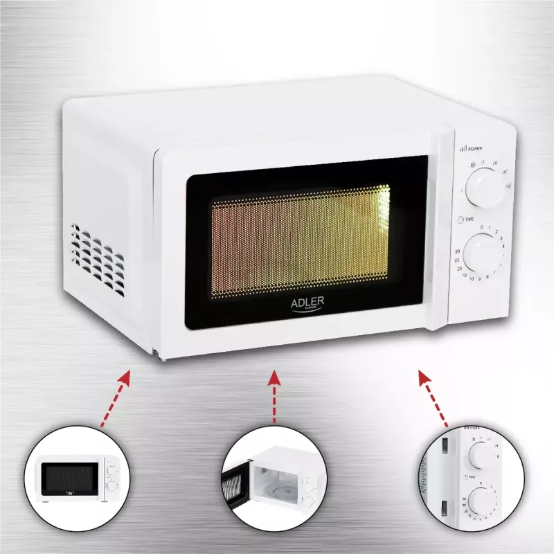 Micro-ondas solo Adler AD 6205, 700 W, 20 L
