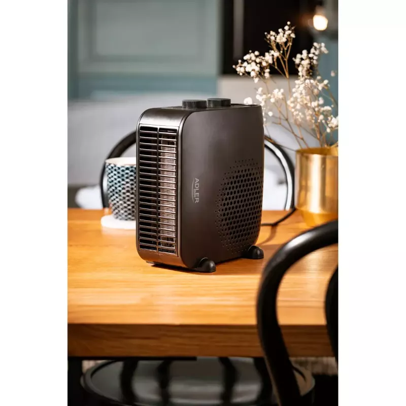 Termoventilador Adler AD 7725B, 2000 W, 2 níveis de potência, termostato ajustável, preto