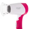 Secador de cabelo Adler AD 2259 — 1200 W, 2 velocidades, cabo dobrável, concentrador, rosa/branco