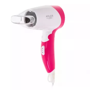 Secador de cabelo Adler AD 2259 — 1200 W, 2 velocidades, cabo dobrável, concentrador, rosa/branco
