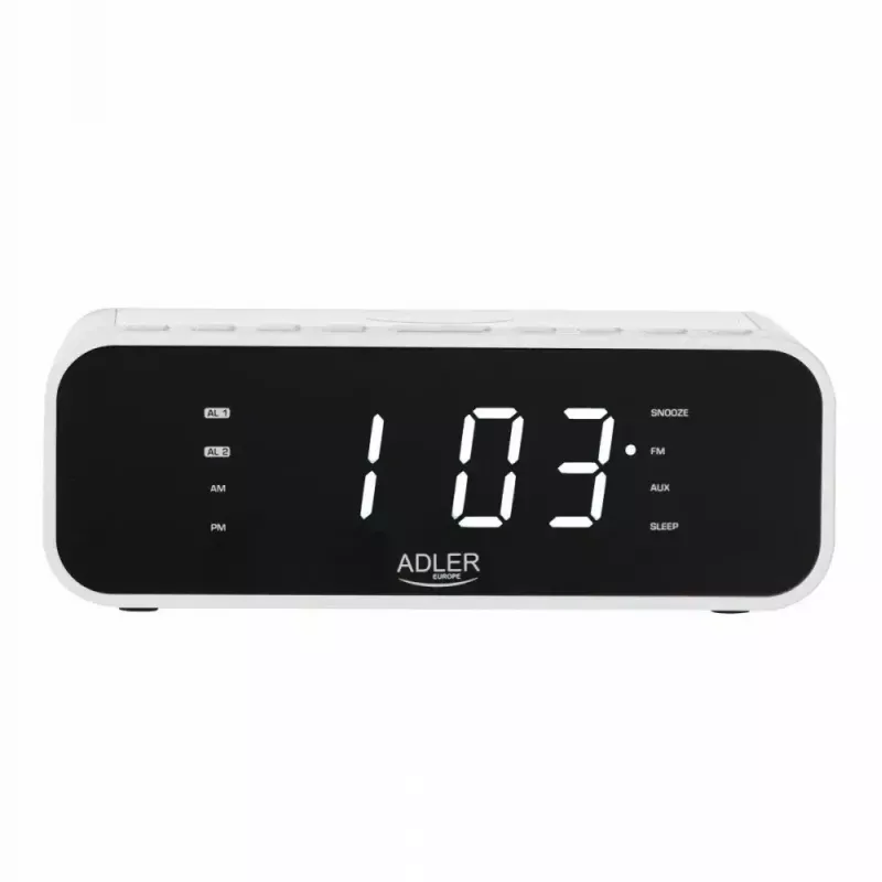 Despertador Adler AD 1192W – despertador de mesa compacto com carregador sem fios e entrada AUX, branco