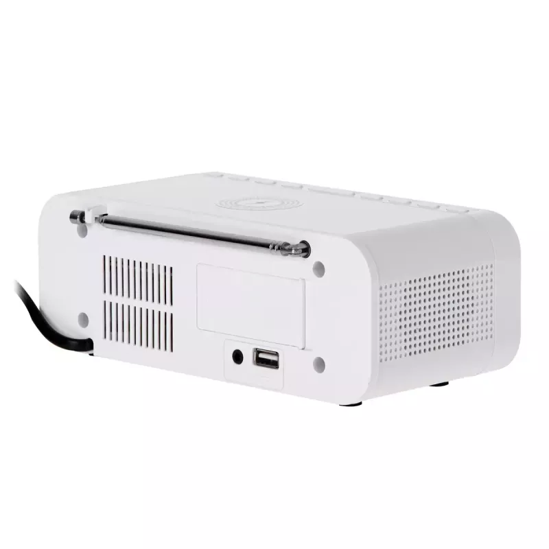 Despertador Adler AD 1192W – despertador de mesa compacto com carregador sem fios e entrada AUX, branco