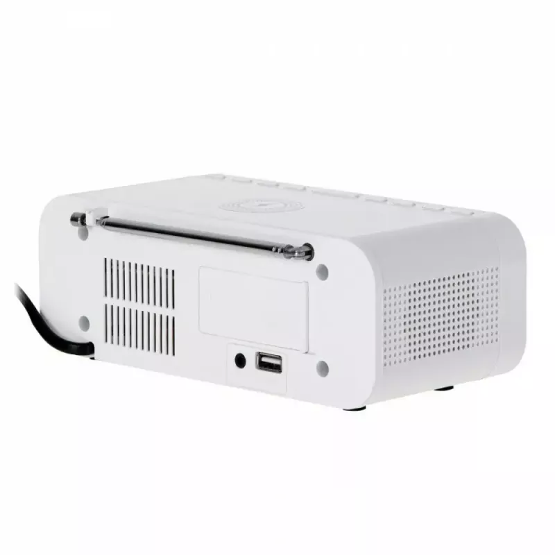 Despertador Adler AD 1192W – despertador de mesa compacto com carregador sem fios e entrada AUX, branco