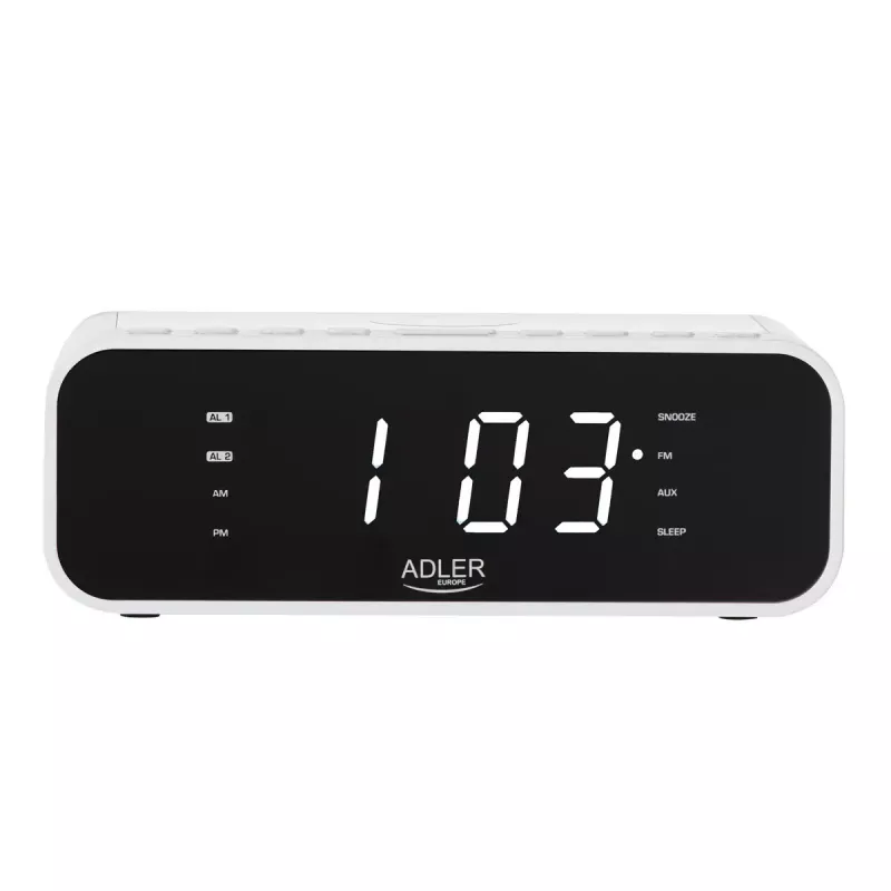Despertador Adler AD 1192W – despertador de mesa compacto com carregador sem fios e entrada AUX, branco