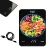 Balança de cozinha eletrónica Adler AD 3177b – capacidade de 10 kg, precisão de 1 g, preta, superfície de vidro