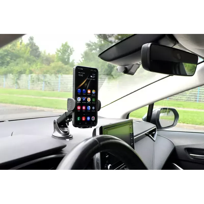 Suporte de telemóvel para automóvel IBOX H-9 ângulo ajustável universal compatível com smartphones, suporte com ventosa, preto, plástico