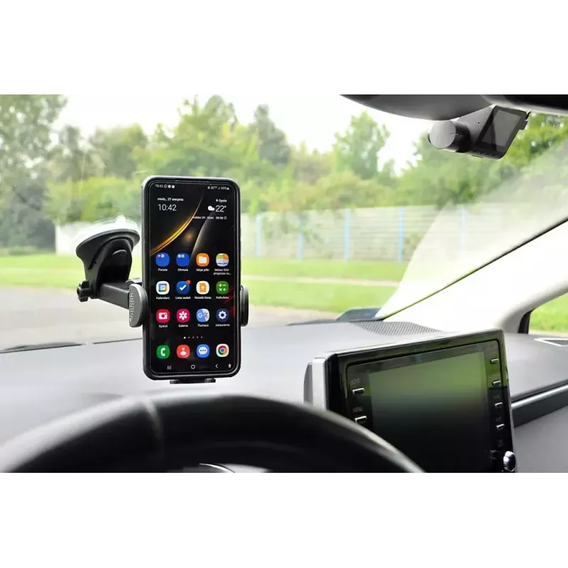 Suporte de telemóvel para automóvel IBOX H-9 ângulo ajustável universal compatível com smartphones, suporte com ventosa, preto, plástico