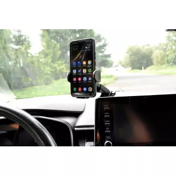 Suporte de telemóvel para automóvel IBOX H-9 ângulo ajustável universal compatível com smartphones, suporte com ventosa, preto, plástico