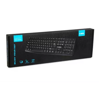 Teclado USB com fios IBOX Eris IKC2010B – tamanho completo 105 teclas, USB, resistente a salpicos, preto