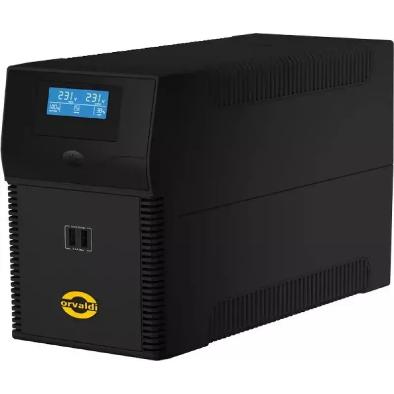UPS ORVALDI ID1K5CH 1,5 kVA (900 W) Line-Interactive, bateria de 24 V, LCD, USB, compacto preto