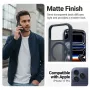 Capa de proteção MagSafe Crong Hybrid Matte Magnetic para iPhone 17 Pro — PC + TPU, azul-marinho translúcido