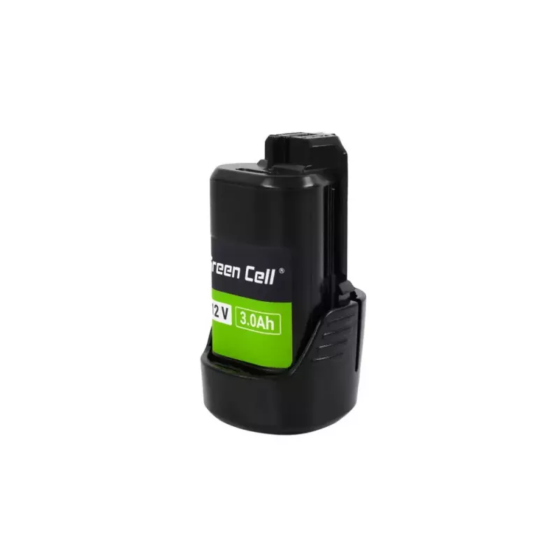 Bateria para aparafusadora Green Cell PTBO12V3 — Li-Ion 3 Ah, dimensões 5,1×4,7×8,6 cm