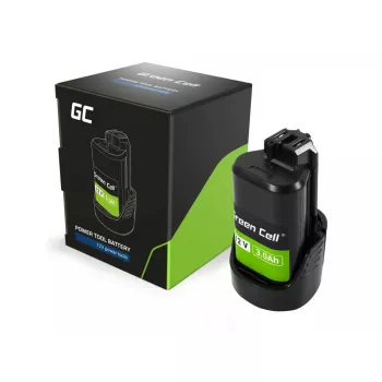 Bateria para aparafusadora Green Cell PTBO12V3 — Li-Ion 3 Ah, dimensões 5,1×4,7×8,6 cm