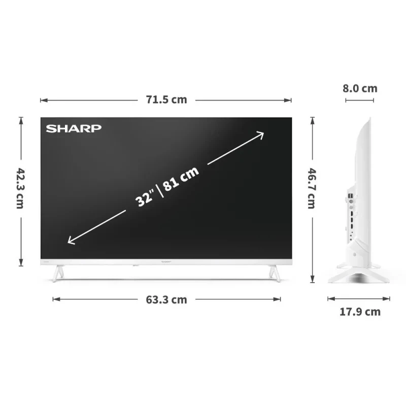 Sharp LC-32HF2265EW 81,3 cm (32 polegadas) HD Smart TV WLAN branco