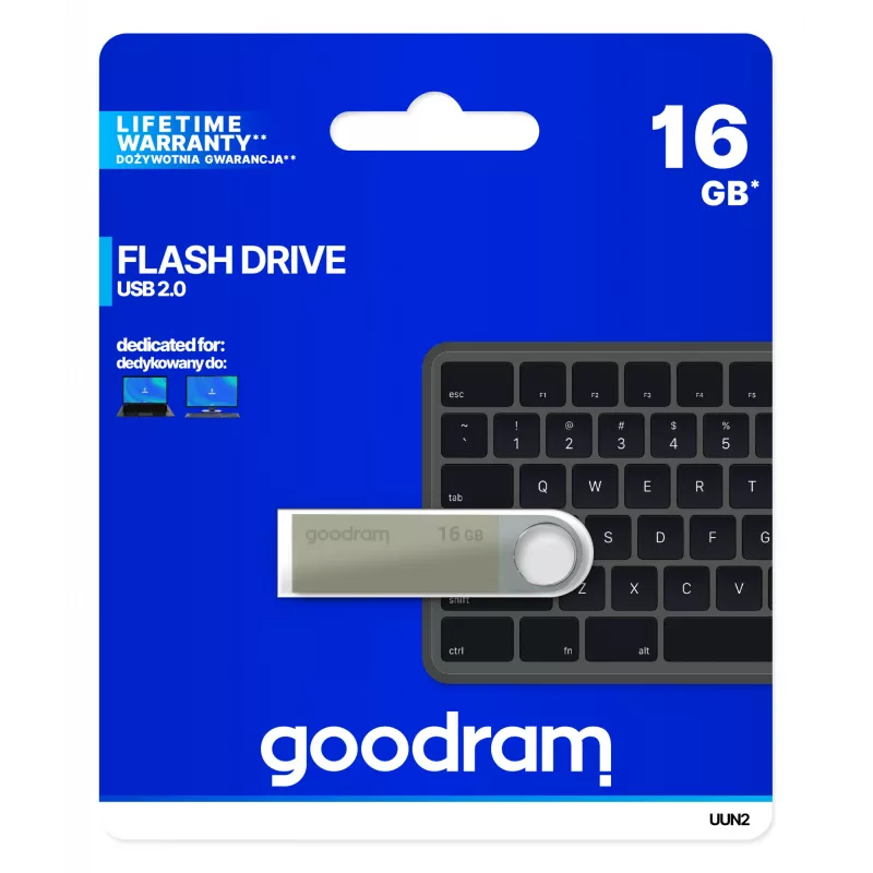 Goodram UUN2 Pen drive 16 GB USB Type-A 2.0 Prateado