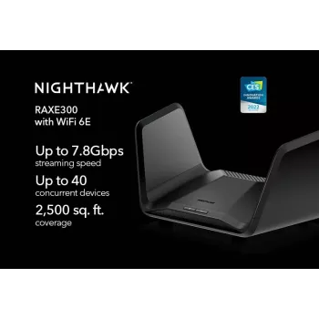 Router Wi-Fi Netgear Nighthawk RAXE300, Wi-Fi 6E, switch de 4 portas