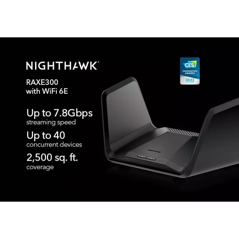 Netgear Nighthawk RAXE300 router sem fios, Wi-Fi 6E, switch de 4 portas